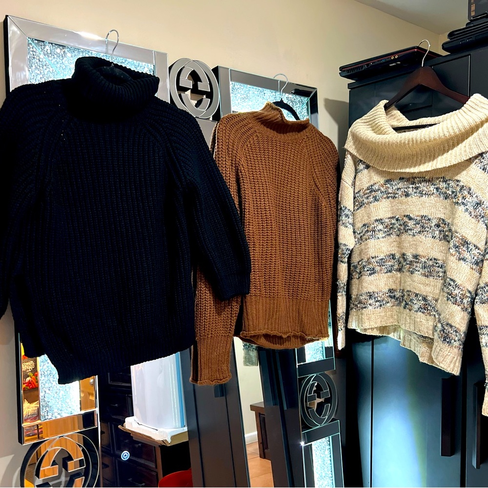 Two Shein sweather to the left and one sweather to the far right all size L/xl